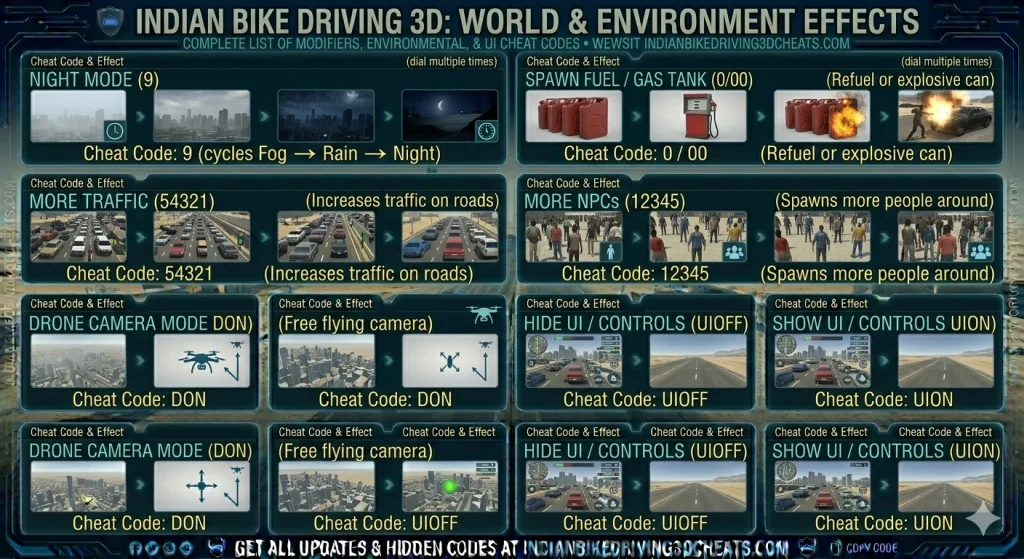 indian Bike Driving 3D Cheat Codes | Latest Cheat Code | 100% Working | 2026 20 Indian Bike Driving 3D Logo Cheat Code world and envirment effect